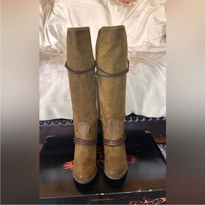 Freebird Brown Lace Up BootsFreebird OLIVE Coal boots. Lace up with zipper acces